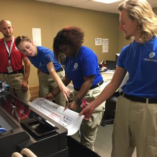 FEMA Corps’ Team Bayou 4 from Vicksburg, Miss. assisting FEMA employees in Jefferson City